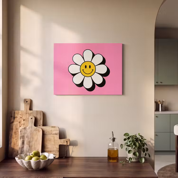 Akoestisch schilderij - Smiley - Bloem - Roze — 3