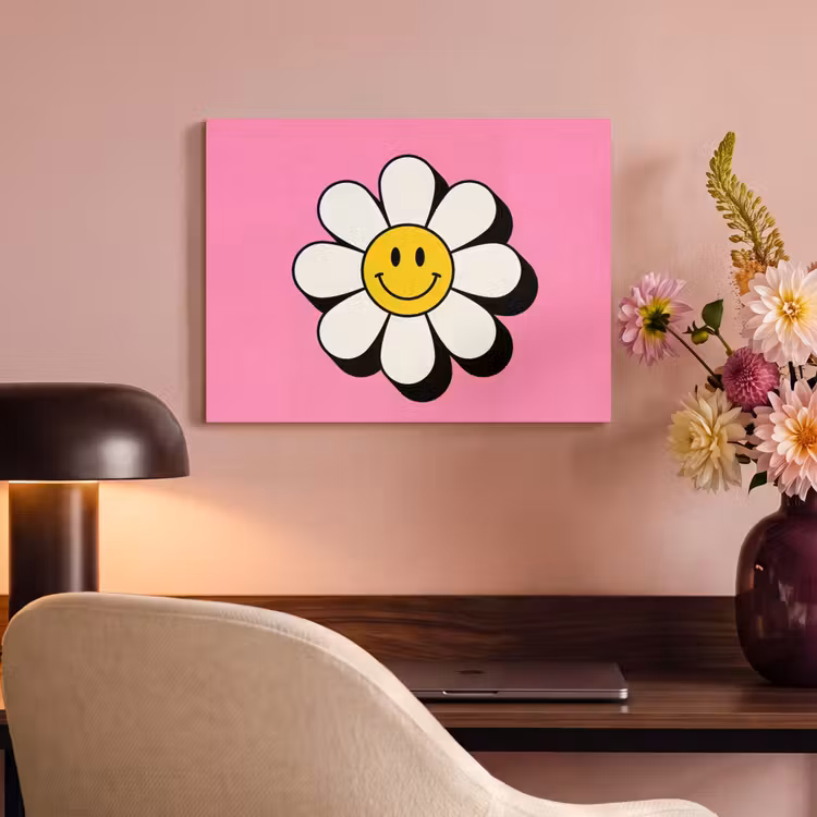 Akoestisch schilderij - Smiley - Bloem - Roze — 4