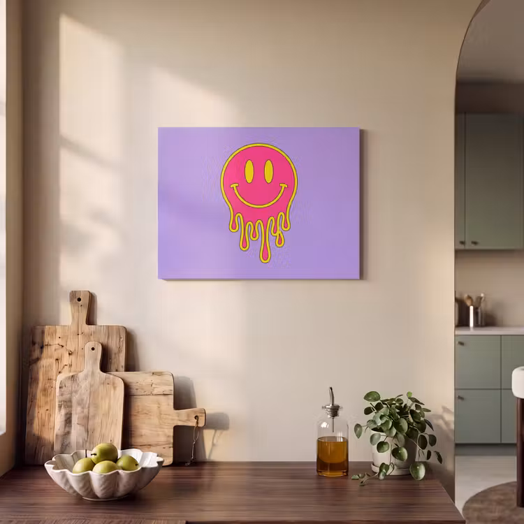 Akoestisch schilderij - Smiley - Drip - Neon — 3