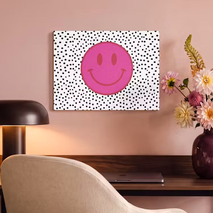 Akoestisch schilderij - Smiley - Roze - Stippen — 4