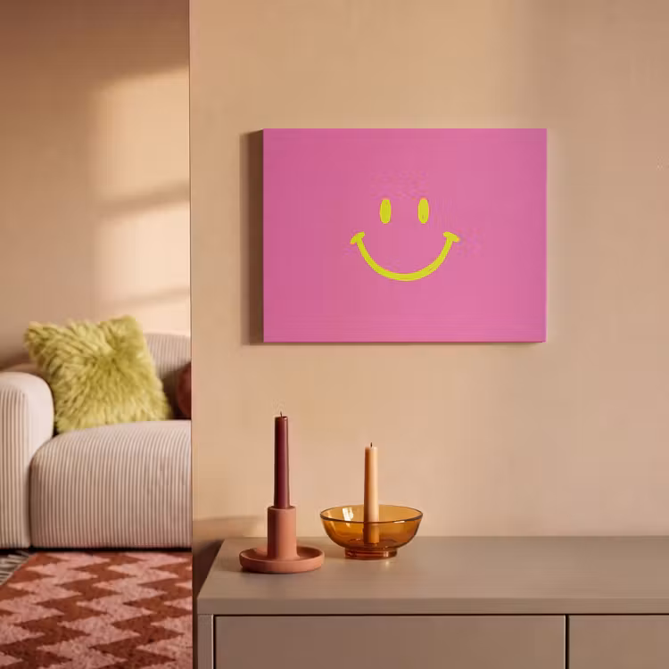 Akoestisch schilderij - Smiley - Vrolijk - Roze — 2