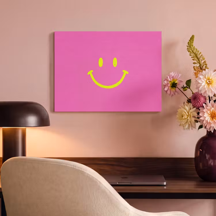 Akoestisch schilderij - Smiley - Vrolijk - Roze — 4