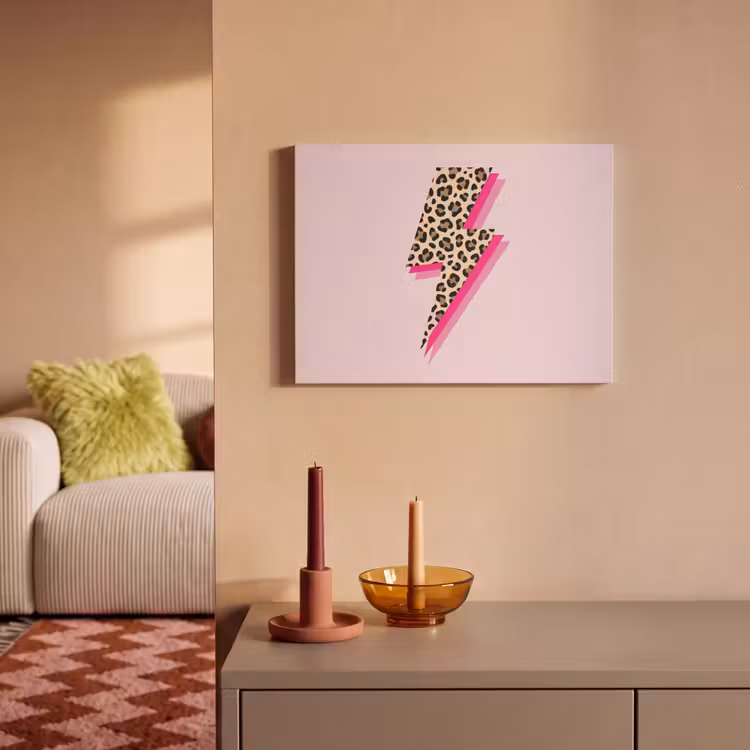Akoestisch schilderij - Stippen - Roze - Bliksem — 2