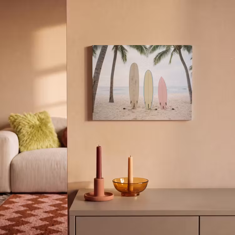 Akoestisch schilderij - Surfboard - Palmbomen - Kleurrijk — 2