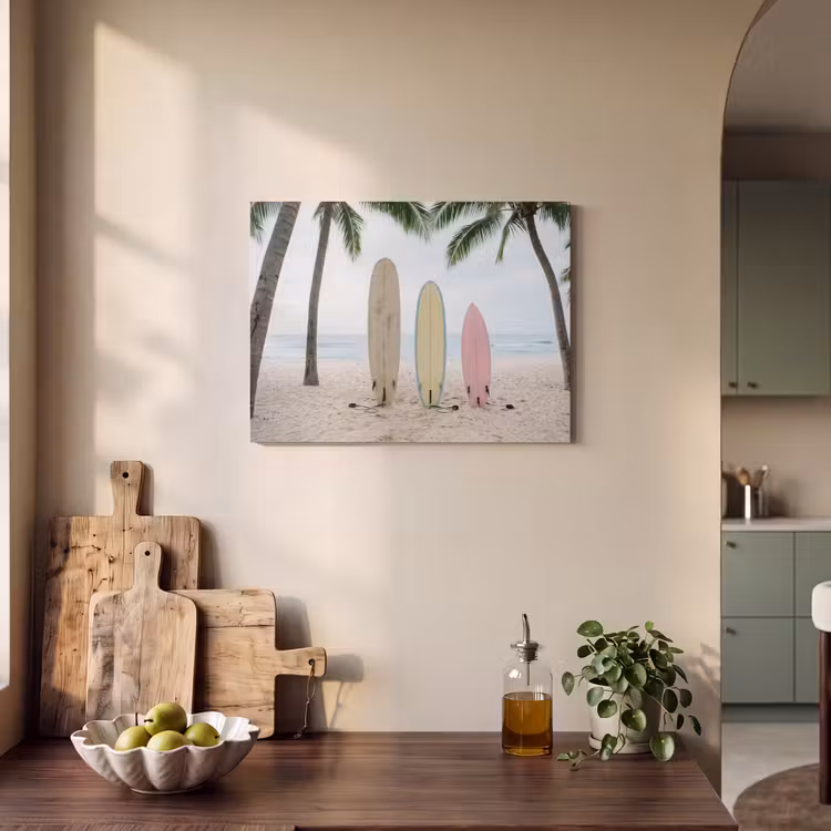 Akoestisch schilderij - Surfboard - Palmbomen - Kleurrijk — 3