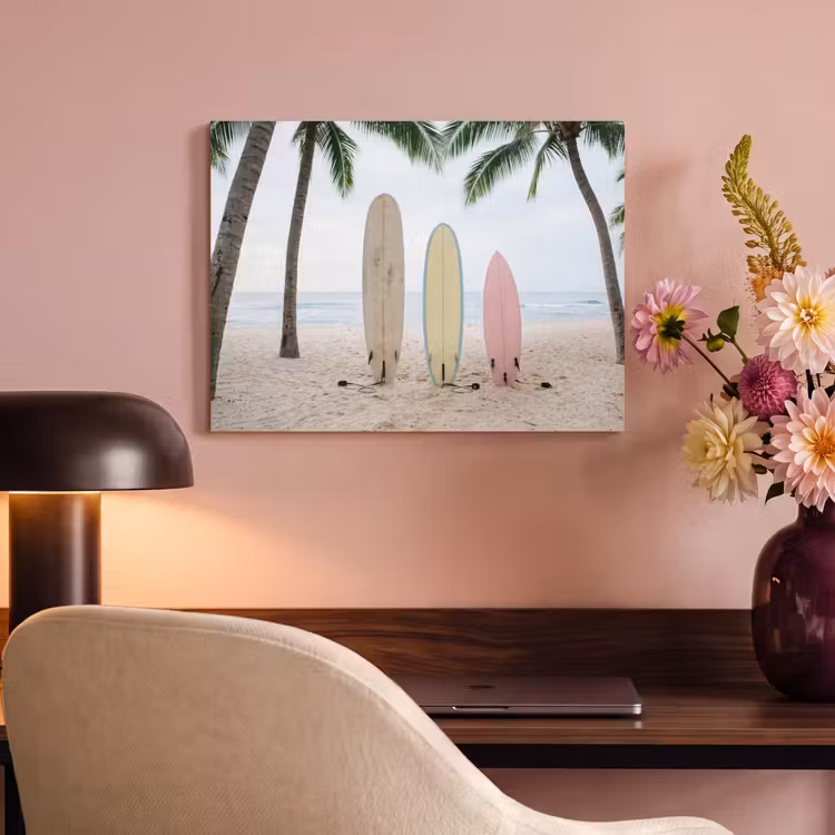 Akoestisch schilderij - Surfboard - Palmbomen - Kleurrijk — 4