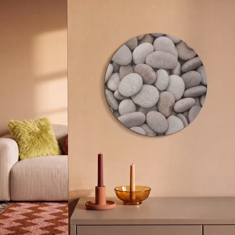 Akoestisch schilderij rond - Kiezels - Stenen - Grijs — 3
