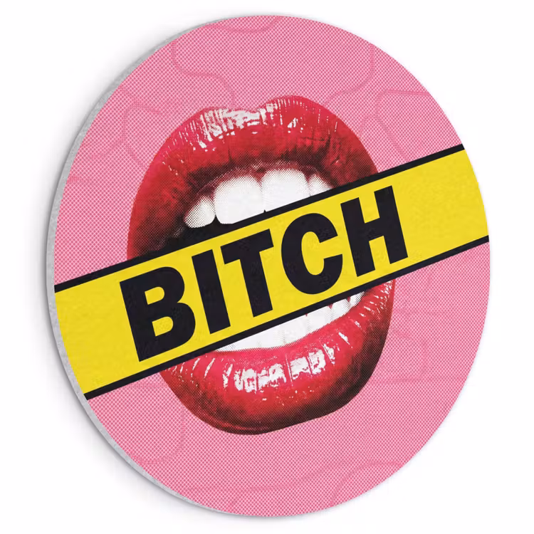 Akoestisch schilderij rond - Lippen - Tekst - Kleurrijk — 1