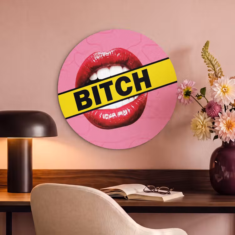 Akoestisch schilderij rond - Lippen - Tekst - Kleurrijk — 2