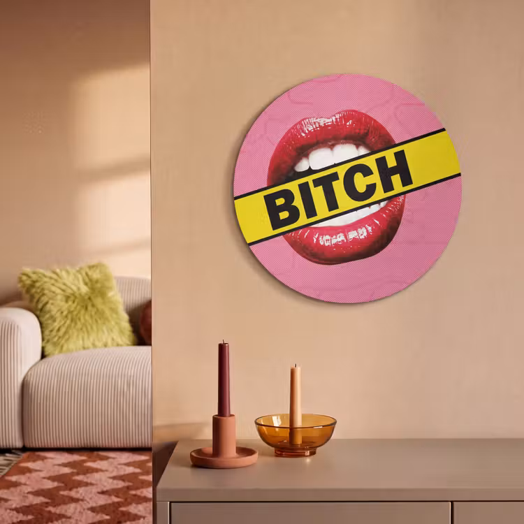 Akoestisch schilderij rond - Lippen - Tekst - Kleurrijk — 3