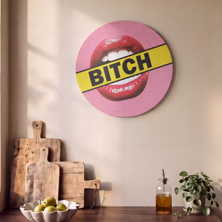 Akoestisch schilderij rond - Lippen - Tekst - Kleurrijk — 4