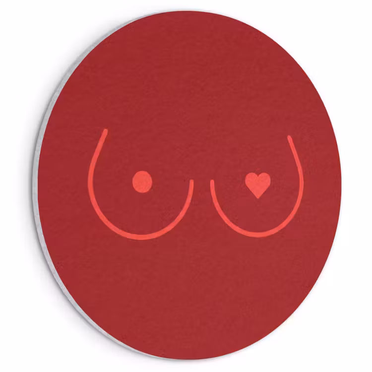 Akoestisch schilderij rond - Minimalistisch - Lijnillustratie - Rood — 1