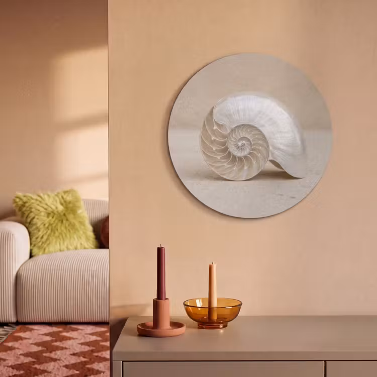 Akoestisch schilderij rond - Schelp - Spiraal - Beige — 3