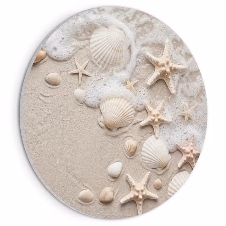 Akoestisch schilderij rond - Schelpen - Zeesterren - Strand — 1