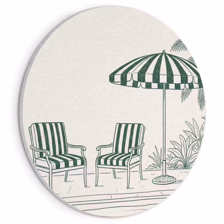 Akoestisch schilderij rond - Terras - Illustratie - Groen — 1