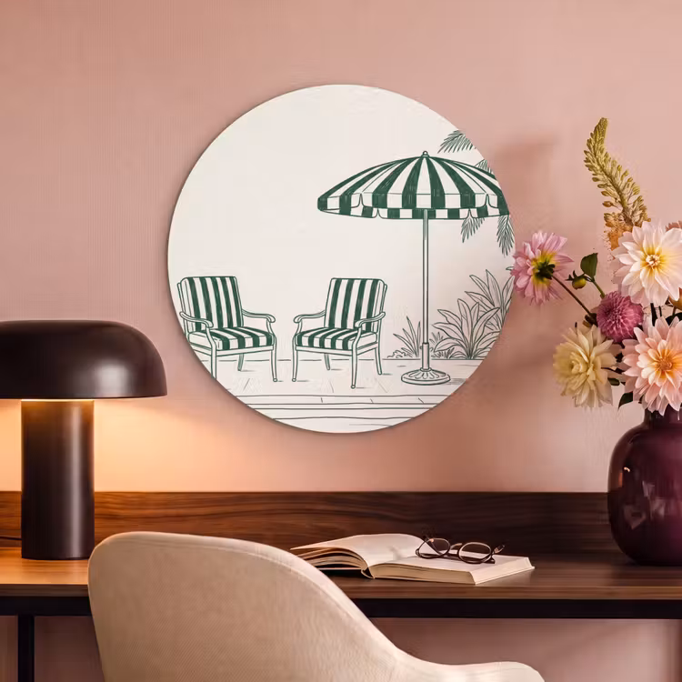 Akoestisch schilderij rond - Terras - Illustratie - Groen — 2