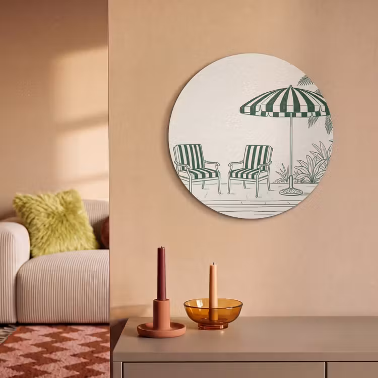 Akoestisch schilderij rond - Terras - Illustratie - Groen — 3