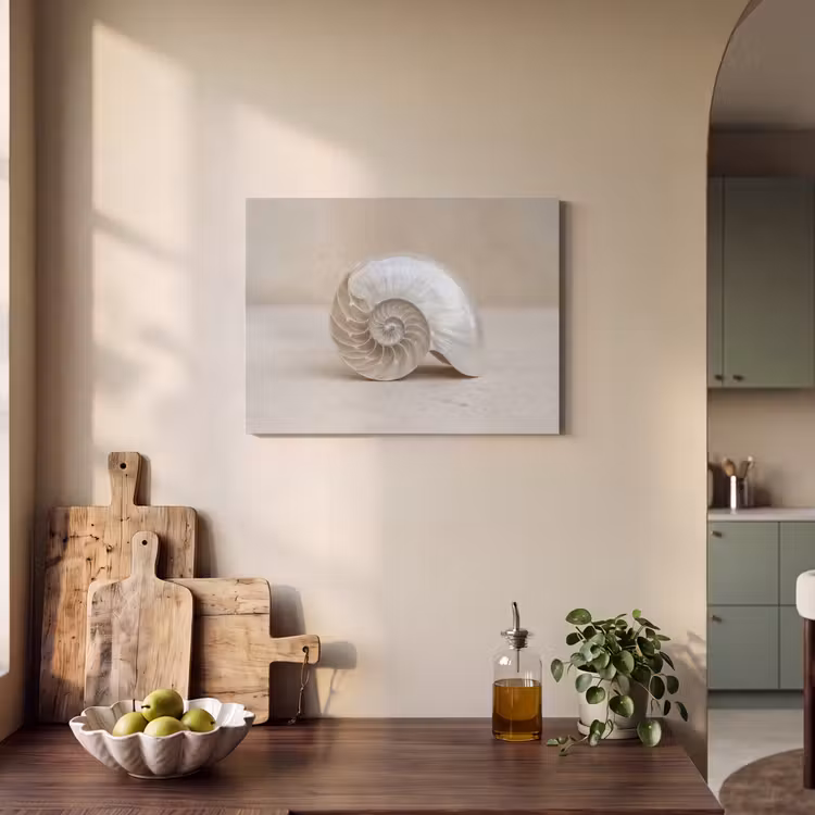 Akoestisch schilderij - Schelp - Spiraal - Beige — 3