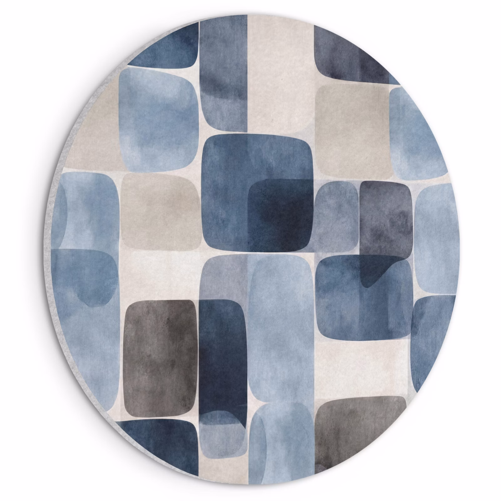 Akoestisch schilderij rond - Patroon - Blauw - Vierkanten — 1