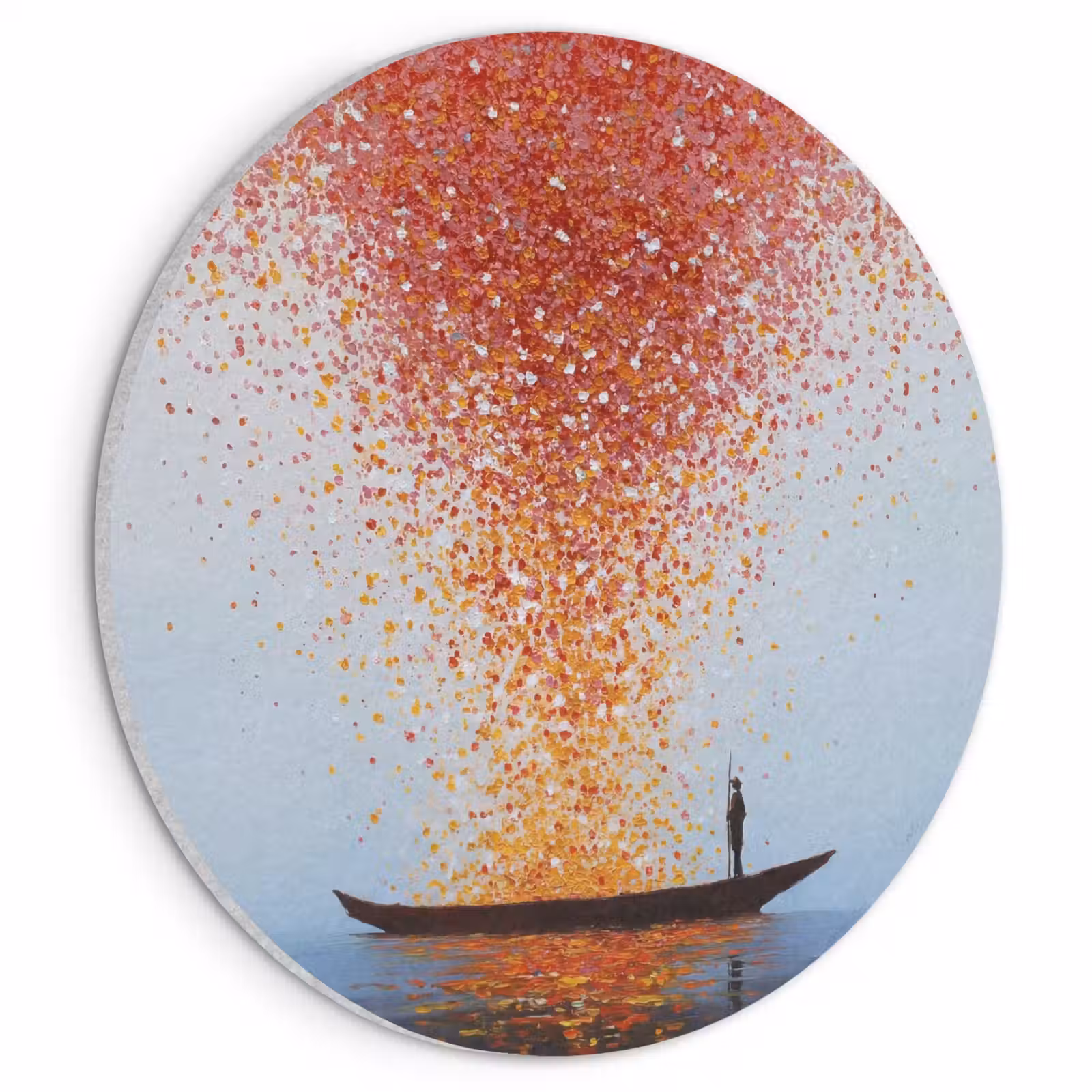 Akoestisch schilderij rond - Wolk - Confetti - Boot - Wateroppervlakte — 1