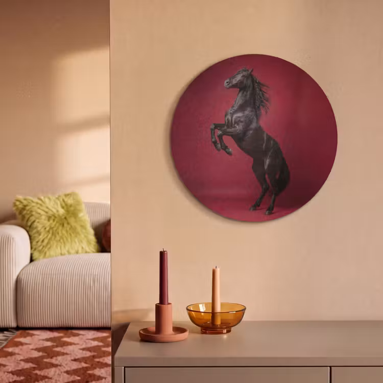 Akoestisch schilderij rond - Hengst - Steigert - Rood — 3