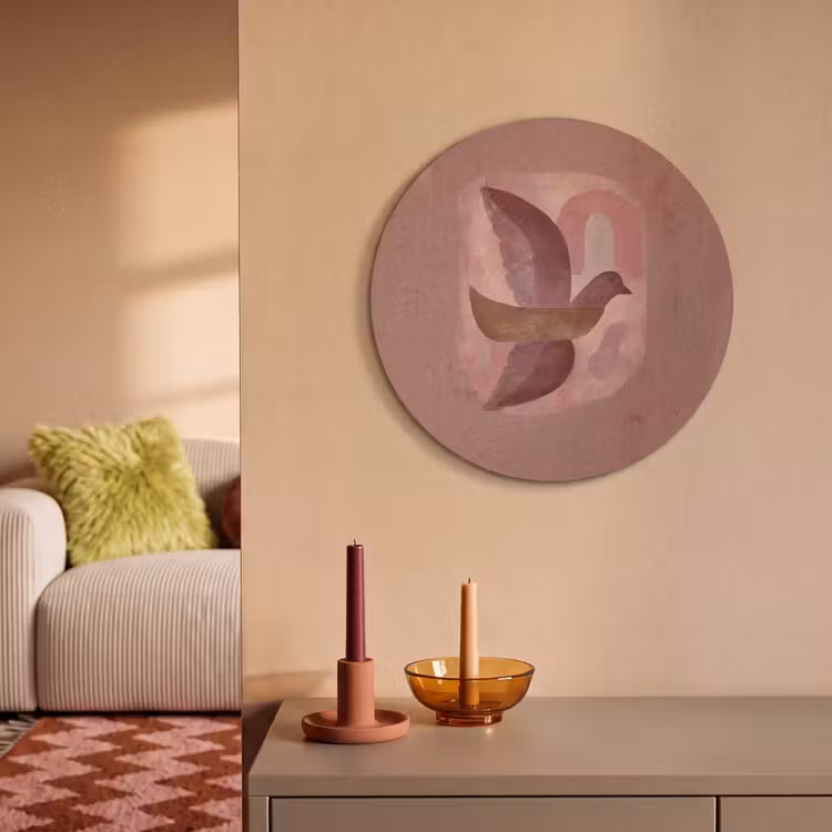 Akoestisch schilderij rond - Illustratie - Vogels - Abstract - Roze — 3