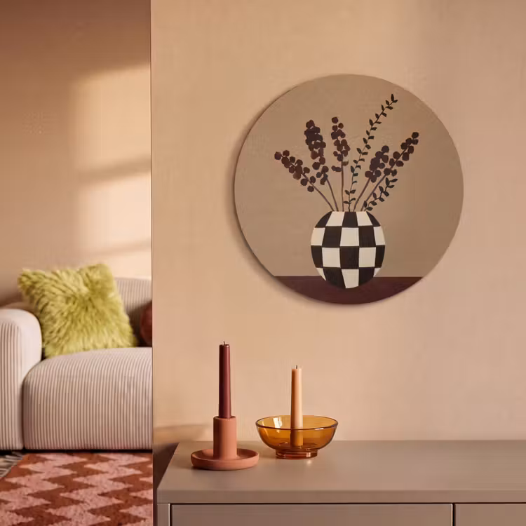 Akoestisch schilderij rond - Minimalistisch - Vaas - Bloemen - Bruin — 3