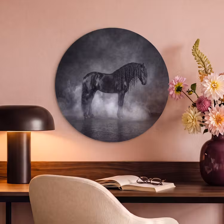 Akoestisch schilderij rond - Paard - Magisch - Zwart — 2