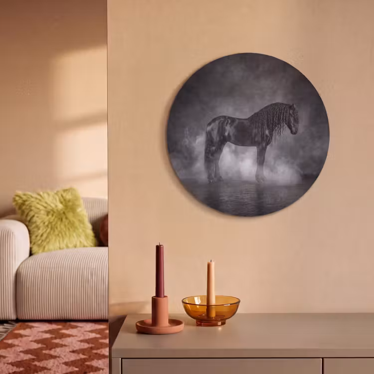 Akoestisch schilderij rond - Paard - Magisch - Zwart — 3