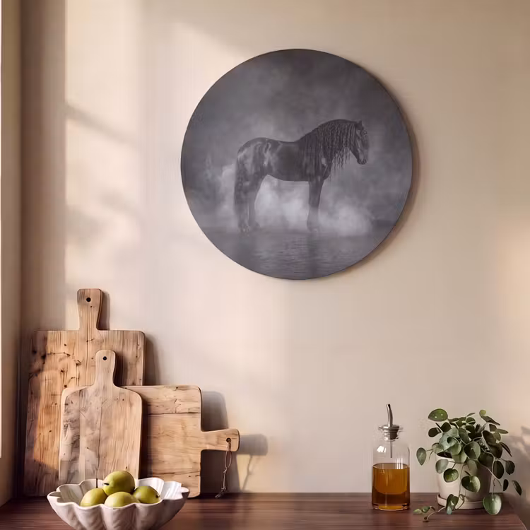 Akoestisch schilderij rond - Paard - Magisch - Zwart — 4