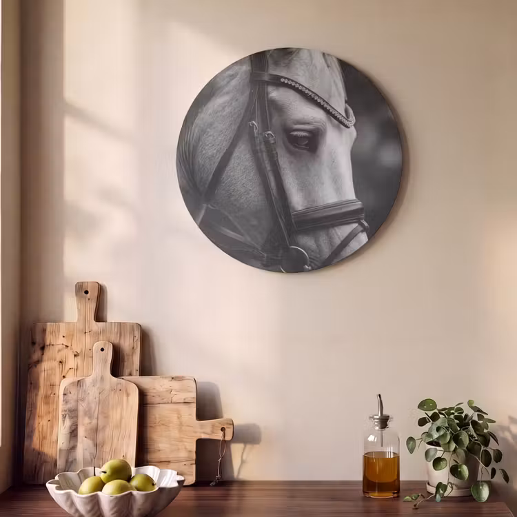 Akoestisch schilderij rond - Paard - Schimmel - Portret — 4