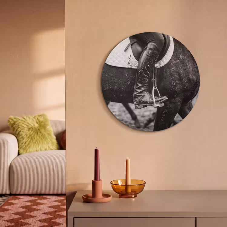 Akoestisch schilderij rond - Paard - Sport - Zwart - Wit — 3