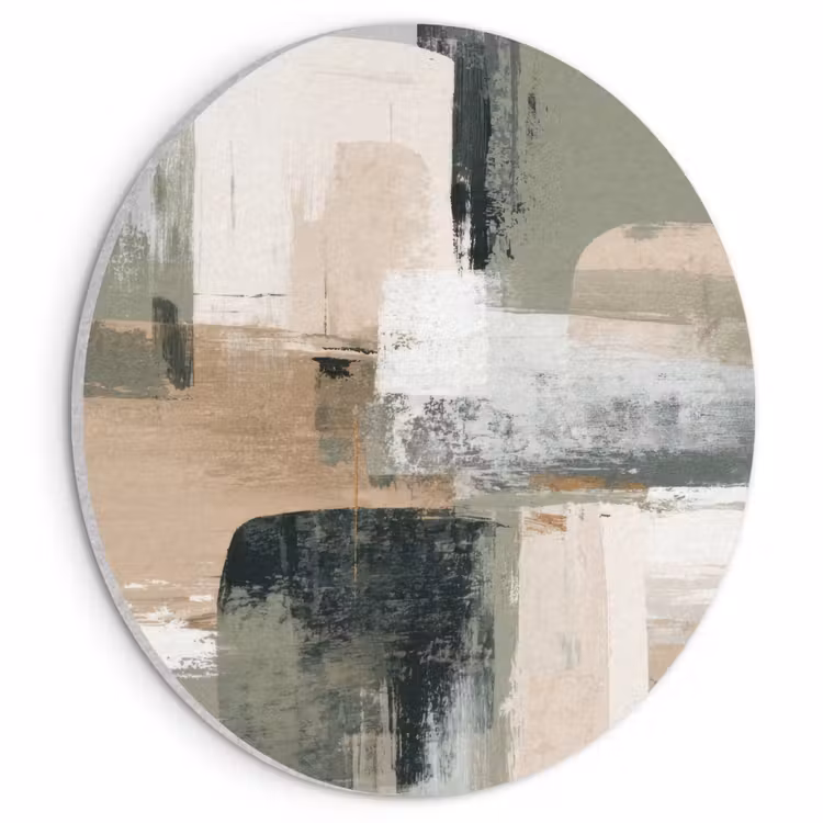 Akoestisch schilderij rond - Penseelstreken - Abstract - Aardetinten — 1