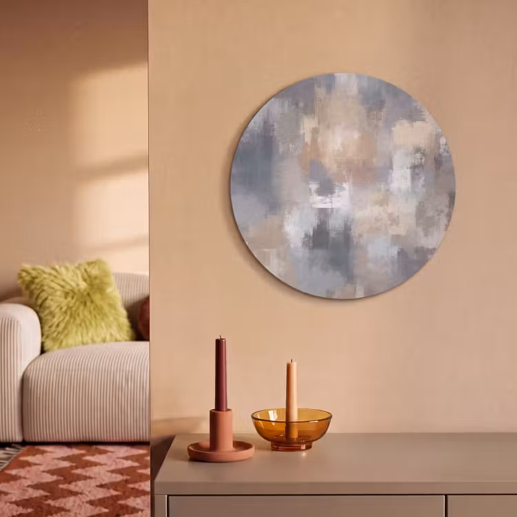 Akoestisch schilderij rond - Penseelstreken - Schilderij - Beige — 3