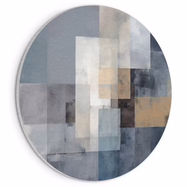 Akoestisch schilderij rond - Rechthoeken - Abstract - Blauw — 1