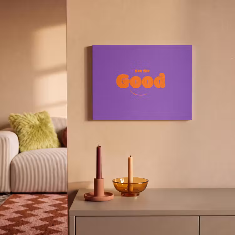 Akoestisch schilderij - See the good - Oranje - Paars - Smiley — 2