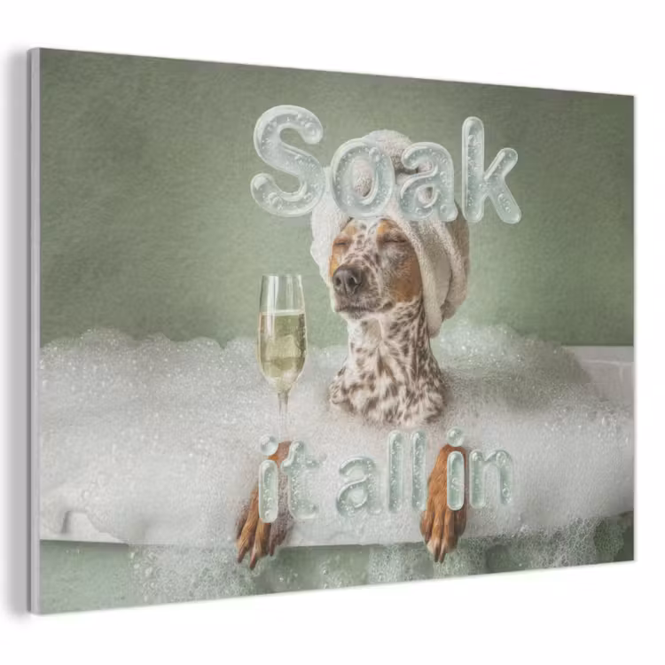 Akoestisch schilderij - Soak it all in - Hond - Bad — 1