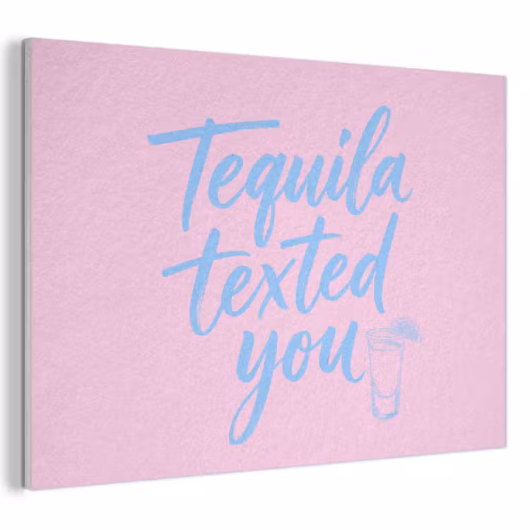 Akoestisch schilderij - Tequila texted you - Roze - Blauw — 1