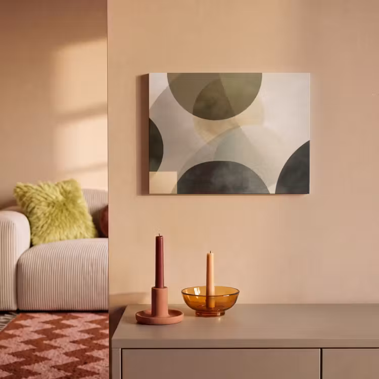 Akoestisch schilderij - Vlakken - Abstract - Beige - Cirkels — 2