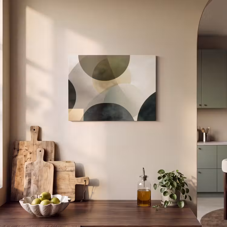 Akoestisch schilderij - Vlakken - Abstract - Beige - Cirkels — 3