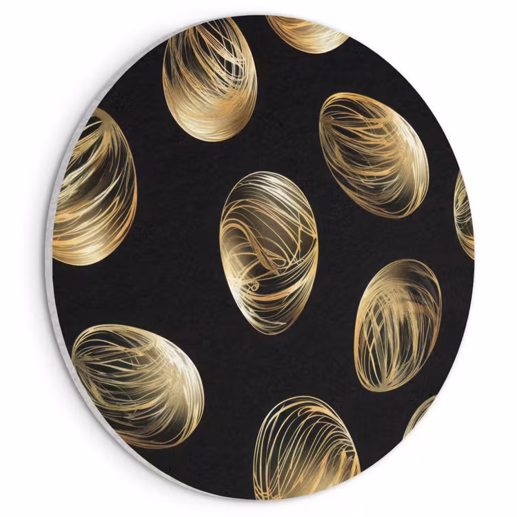 Akoestisch schilderij rond - Eieren - Goud - Patroon — 1