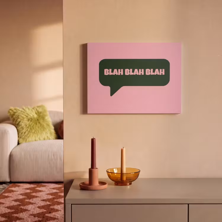Akoestisch schilderij - Roze - Tekstwolk - Groen - BLAH BLAH BLAH — 2