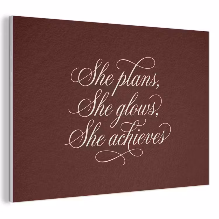 Akoestisch schilderij - She plans she glows she achieves - Rood - Cursief — 1
