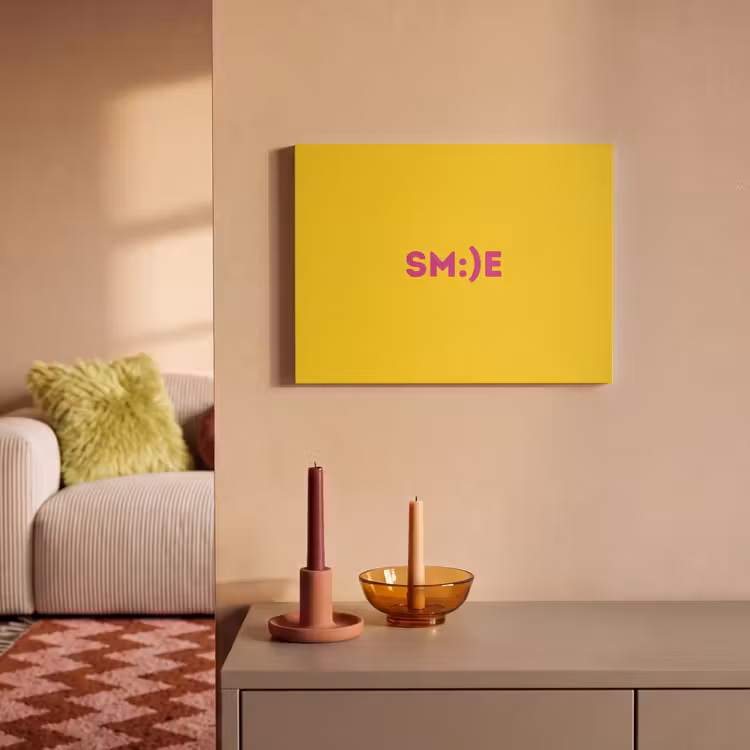 Akoestisch schilderij - Smile - Roze - Geel — 2