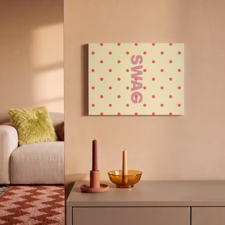 Akoestisch schilderij - Swag - Roze - Stippen - Geel — 2