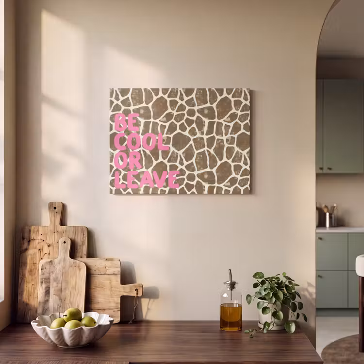 Akoestisch schilderij - Tekst - Be cool or leave - Roze - Giraffenprint — 3