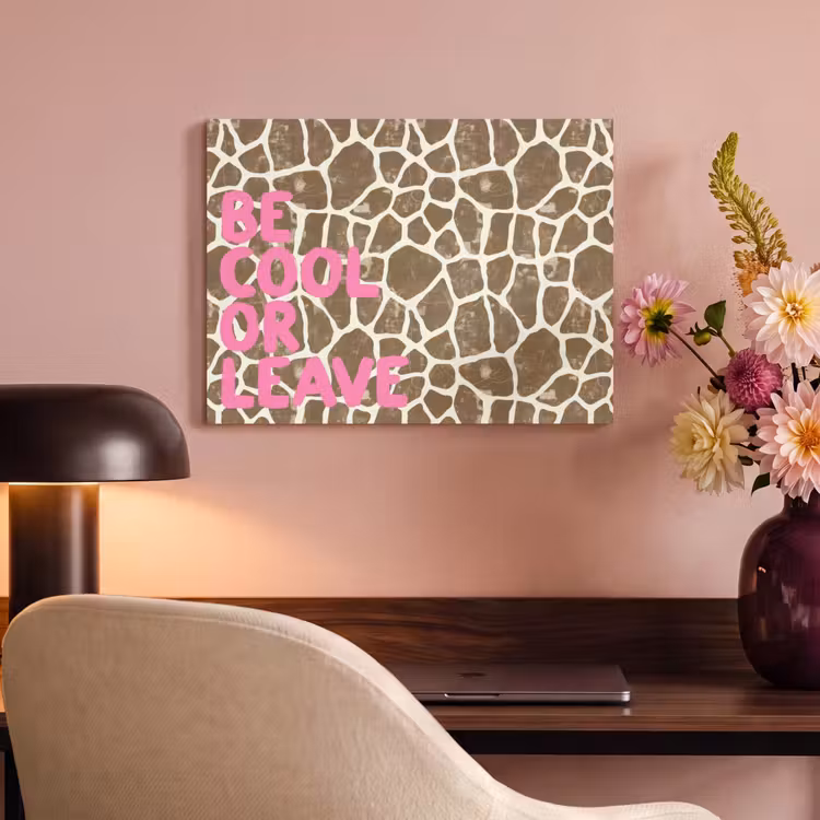 Akoestisch schilderij - Tekst - Be cool or leave - Roze - Giraffenprint — 4