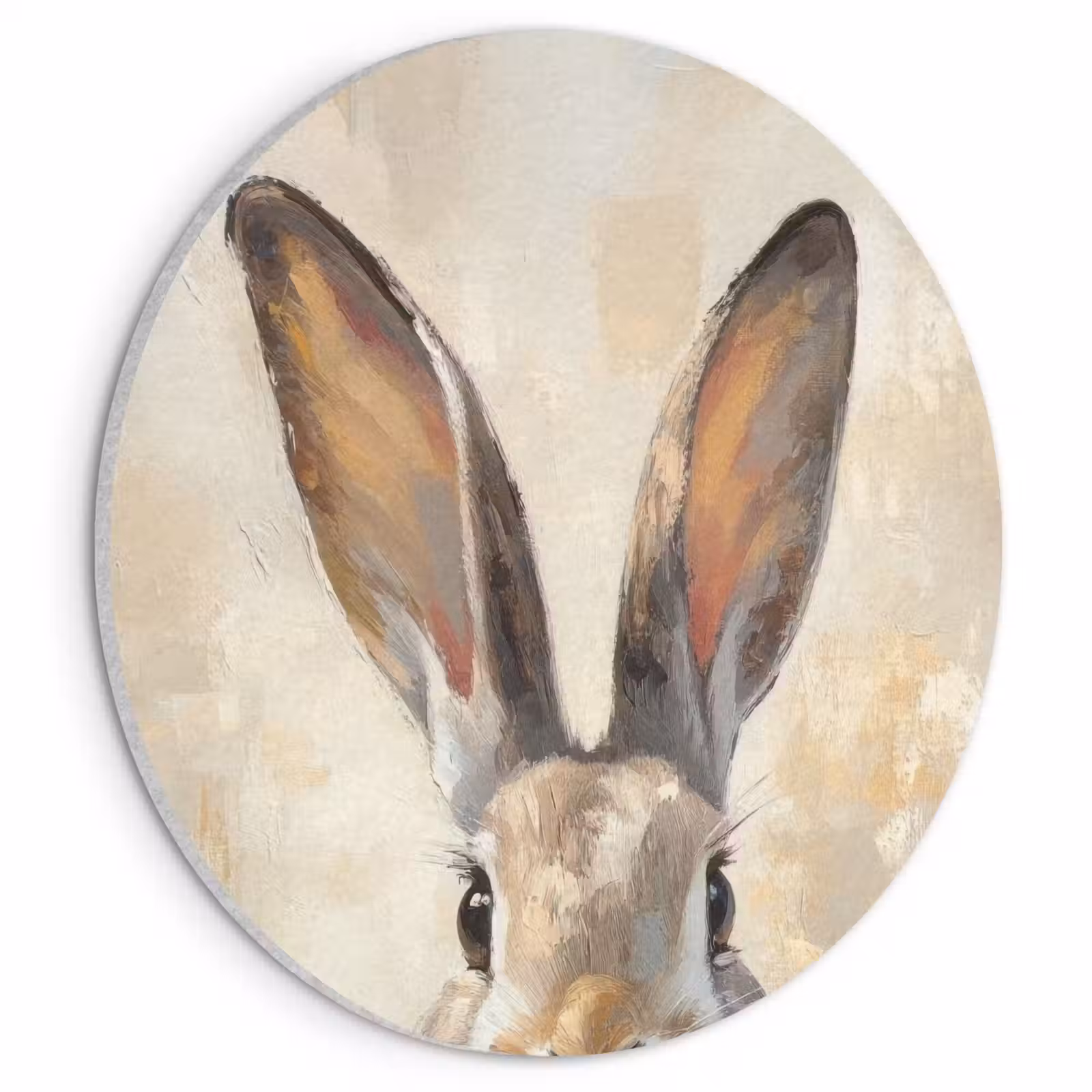 Akoestisch schilderij rond - Haas - Oren - Bruin — 1