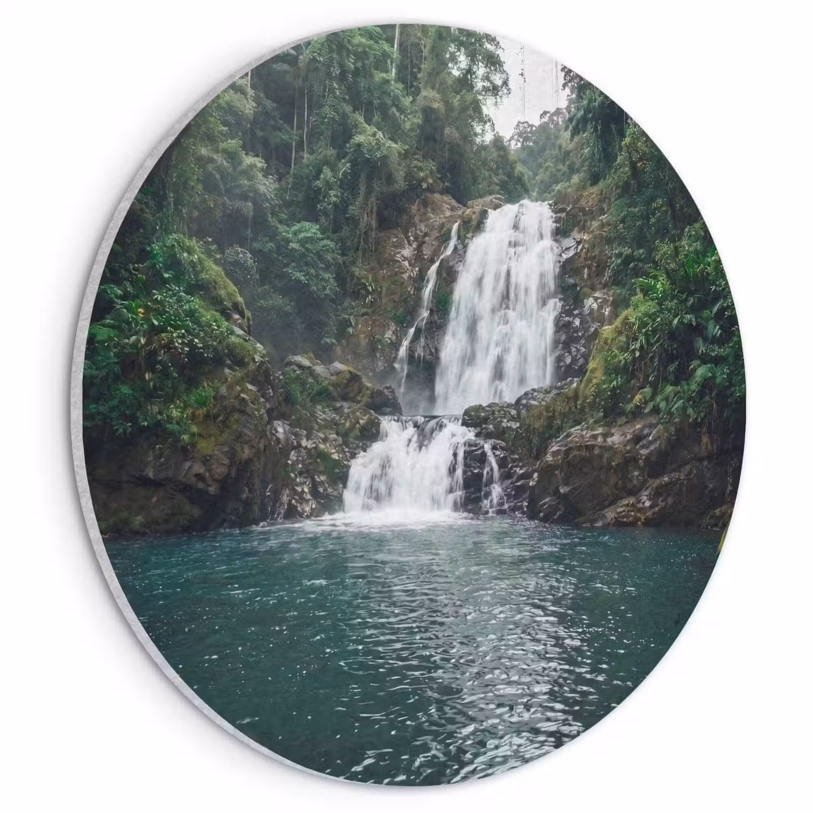 Akoestisch schilderij rond - Waterfall - Forest - Nature - Greenkhgyguyg — 1