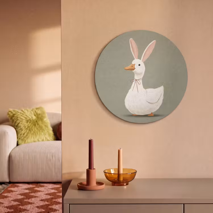 Akoestisch schilderij rond - Eend - Konijnoren - Grijs — 3